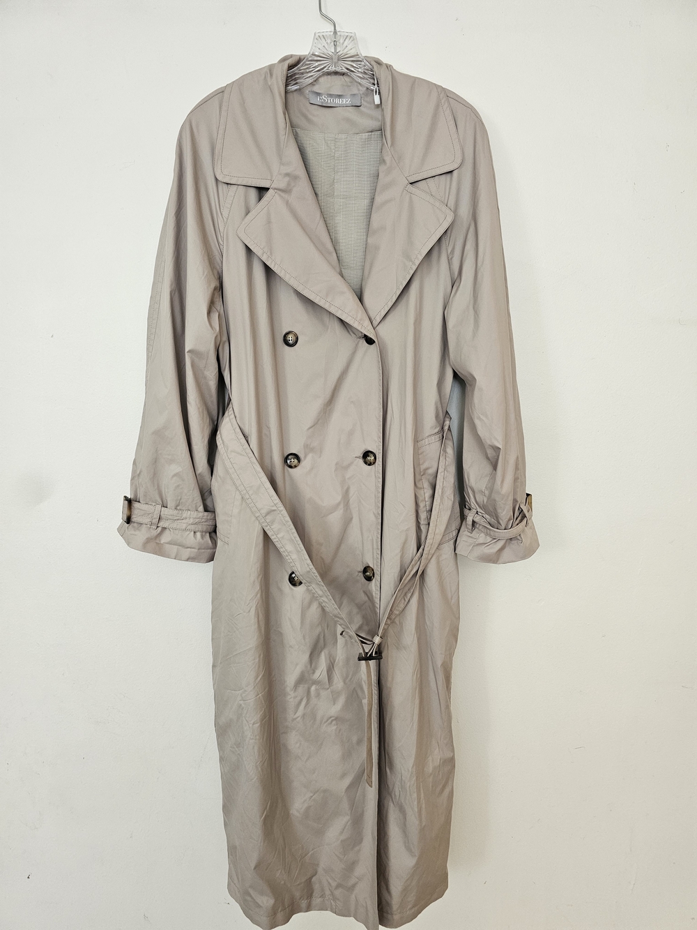 Light Taupe Double-Breasted Trench Coat with Belt